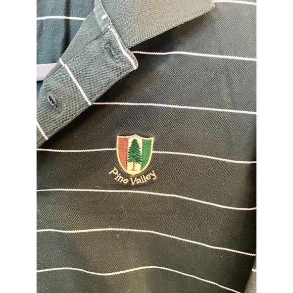 Polo Golf Ralph Lauren Green striped golf shirt Pine Valley Golf Club NJ large - Picture 2 of 4